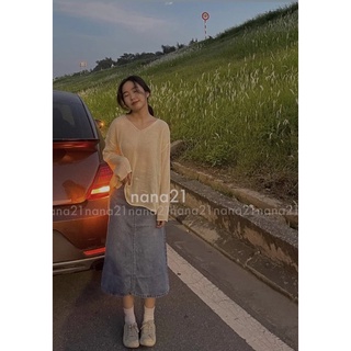 Chân váy jeans dáng dài