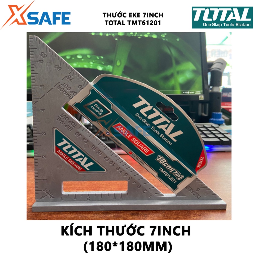 Thước ê ke 7 inch TOTAL TMT61201 Thước đo kích thước 7in*7in, chất liệu ABS, trọng lượng thước nhẹ chịu tác động cao