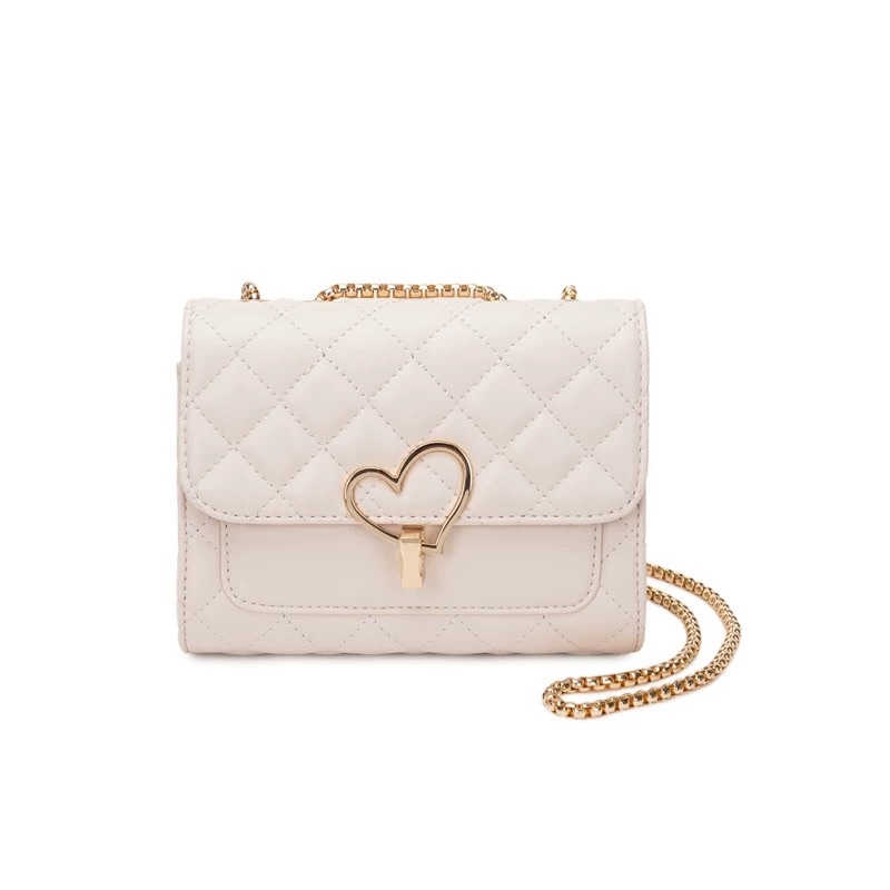 Túi Xách Nữ Túi Đeo Chéo Chần Trám Khoá Tim Xích Tròn Sang Chảnh