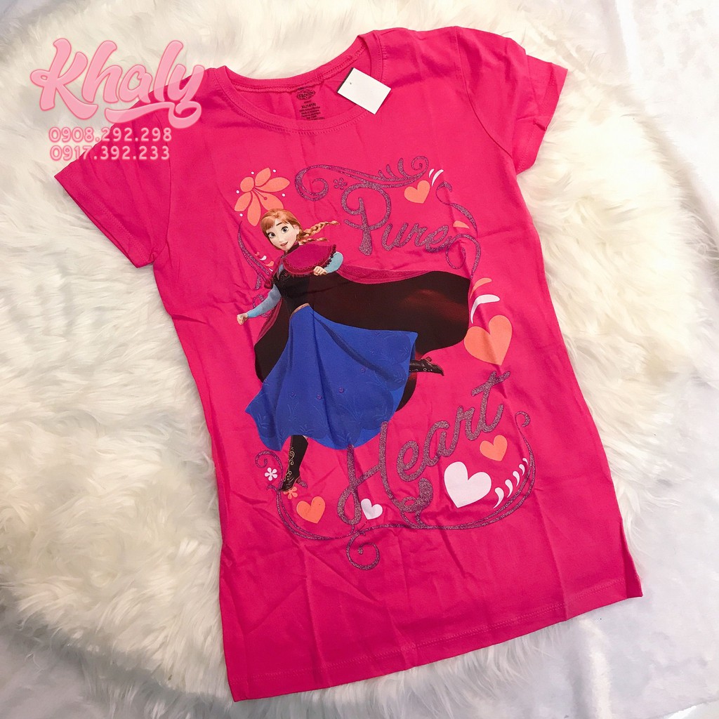 Áo thun tay ngắn trẻ em hình công chúa Elsa Anna (Frozen) màu hồng đậm size XL cho bé gái 14-16 tuổi (Mỹ US-UK) - ATFZH0