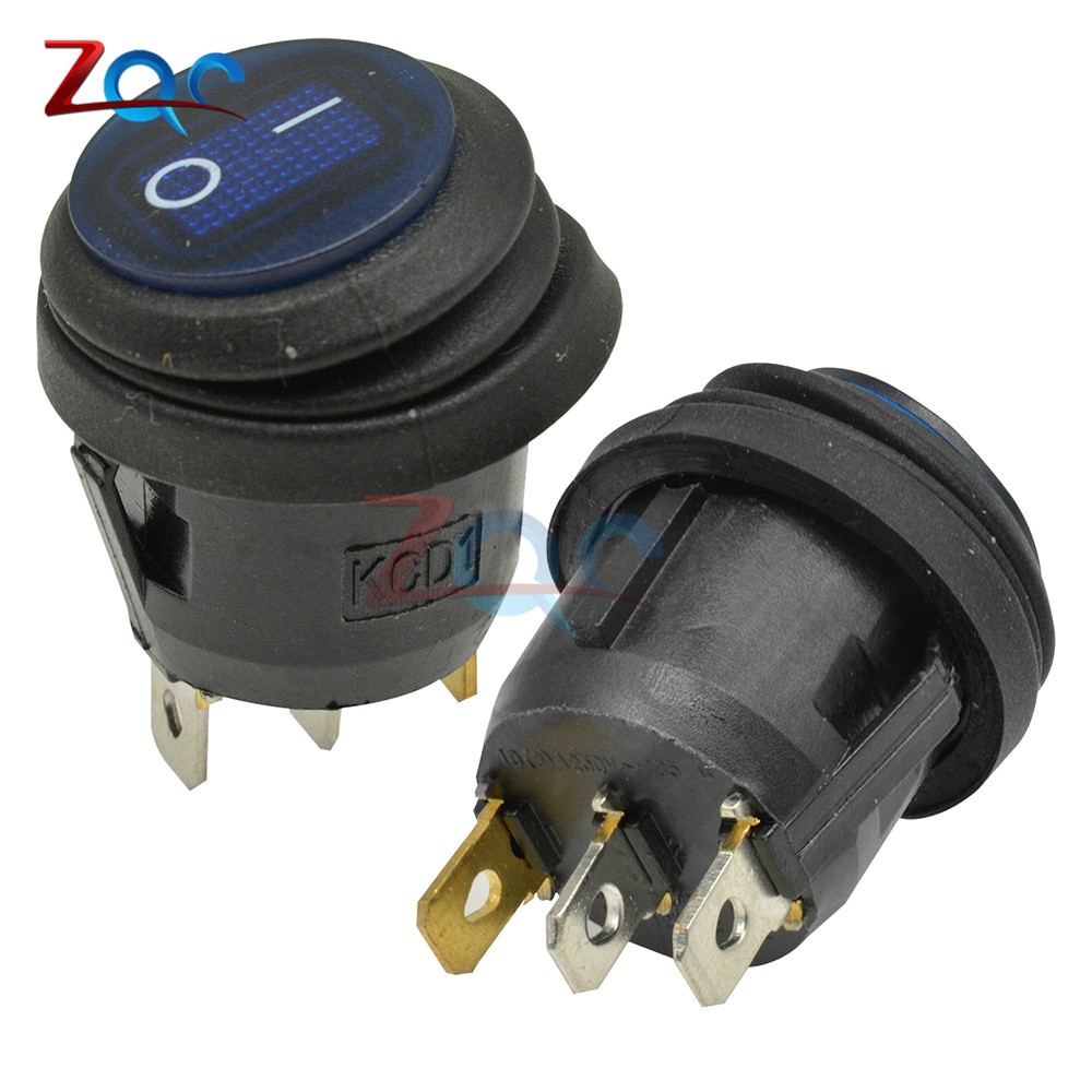 Công Tắc Bật/Tắt 20Mm On-OFF 6A/250V 3 Chân Chống Thấm Nước SPST LED KCD1