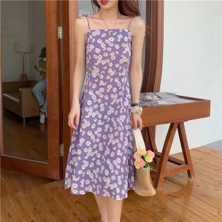 114k Đầm hoa cúc tím siêu dễ thương( hàng bán live)