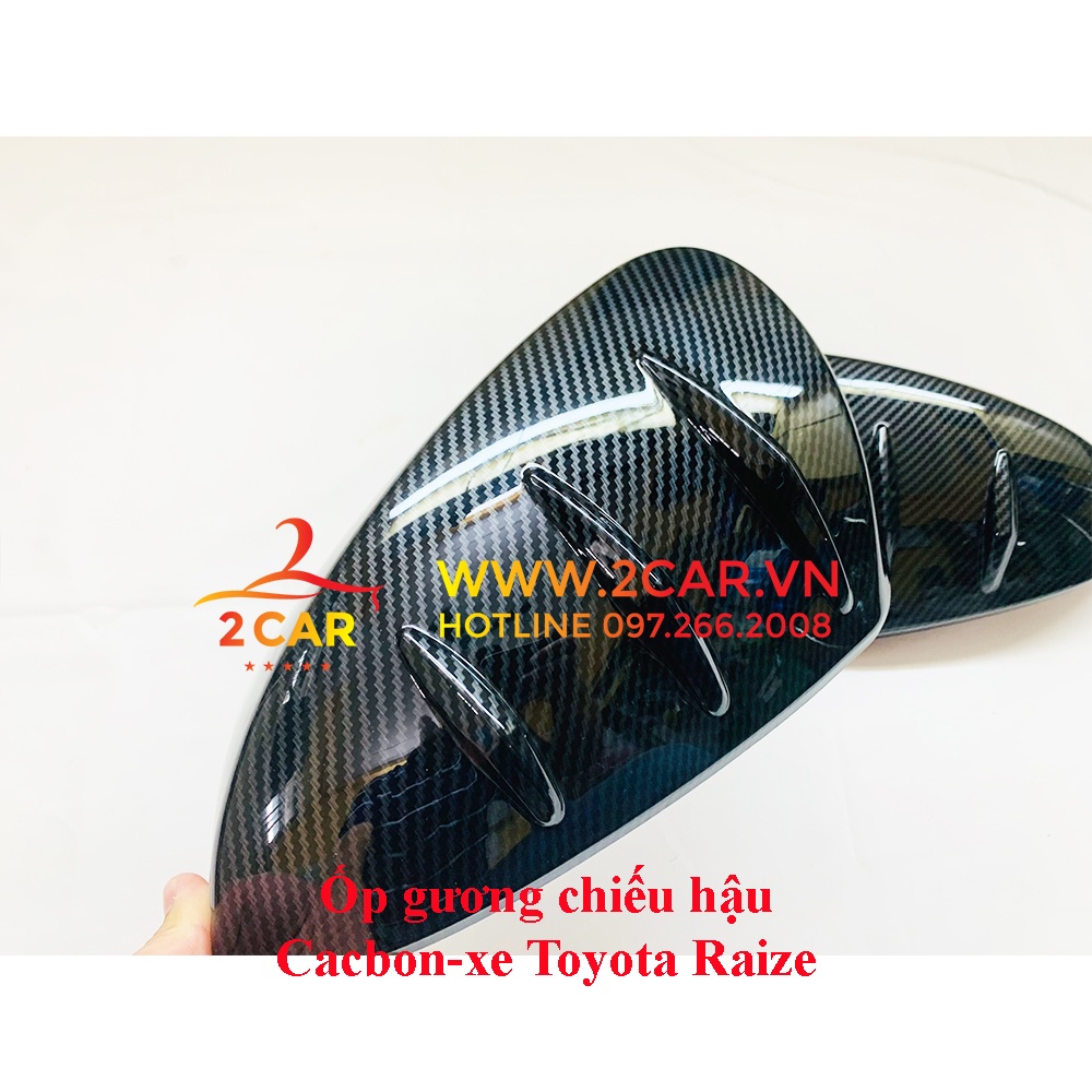 Ốp gương chiếu hậu Xe Toyota Raize vân cacbon cao cấp, ốp bảo vệ gương Raize cacbon