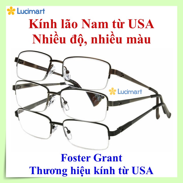 Kính lão Nam thương hiệu Foster Grant, nhiều màu sắc, nhiều độ [Hàng Mỹ]