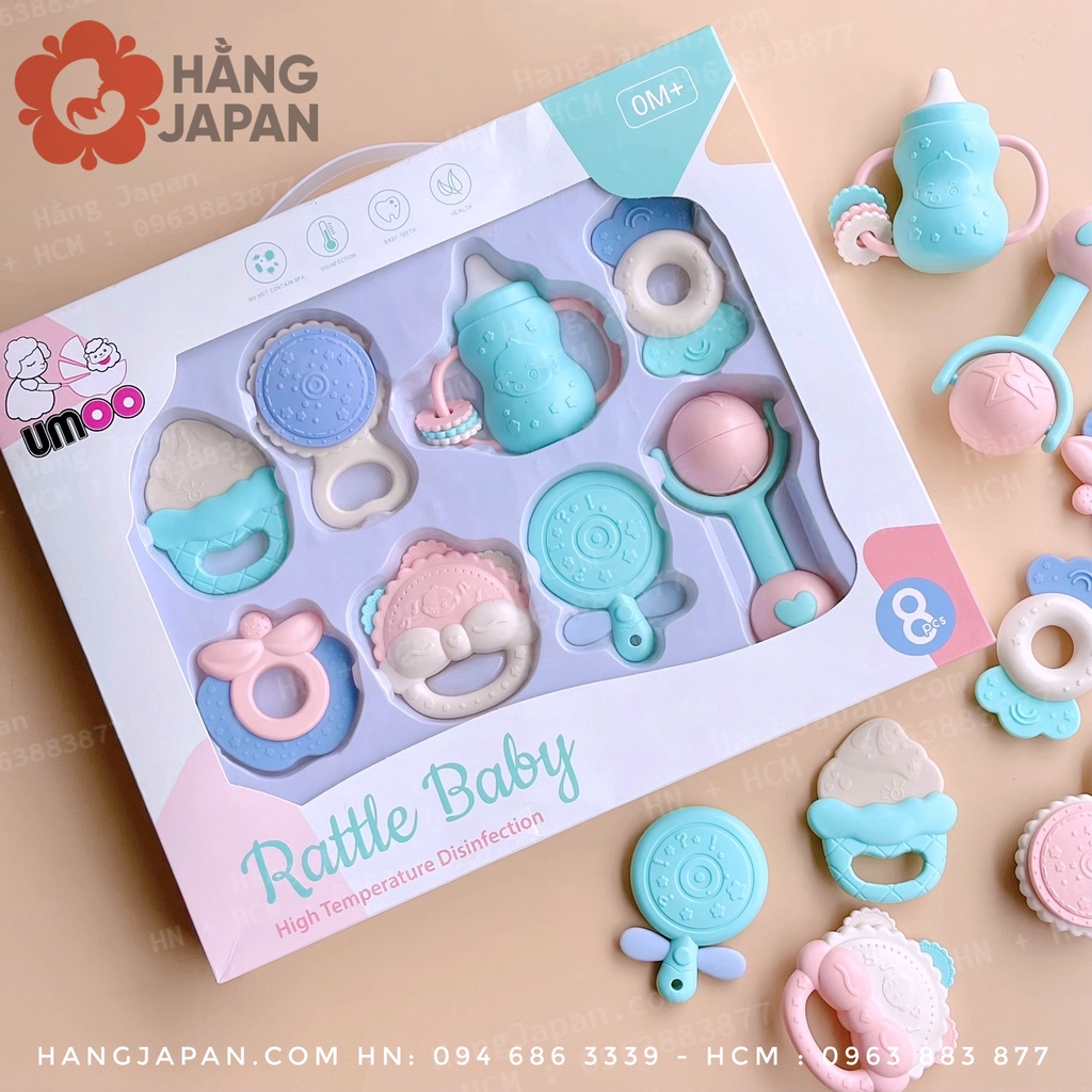 Bộ đồ chơi xúc xắc gặm nướu Rattle Baby 8 món Umoo UM-1051 cho bé