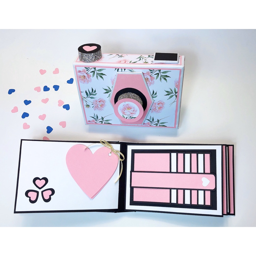 Camera box - album dán ảnh màu hồng - ảnh chụp thực tế - đẹp - độc - lạ