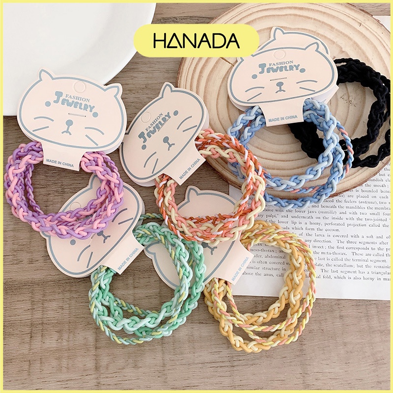 Set 4 Dây Cột Tóc Xoắn Co Dãn Nhiều Màu Phong Cách Hàn Quốc Dễ Thương Hanada K6-T006
