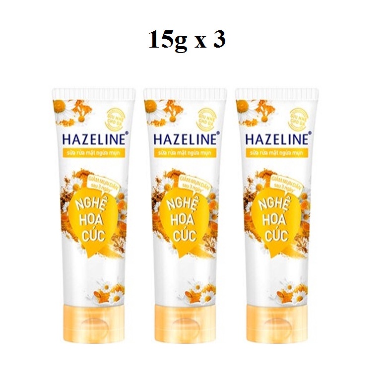 5 Tuýp sữa Rửa Mặt Hazeline Nghệ Hoa Cúc 15g/ tuýp