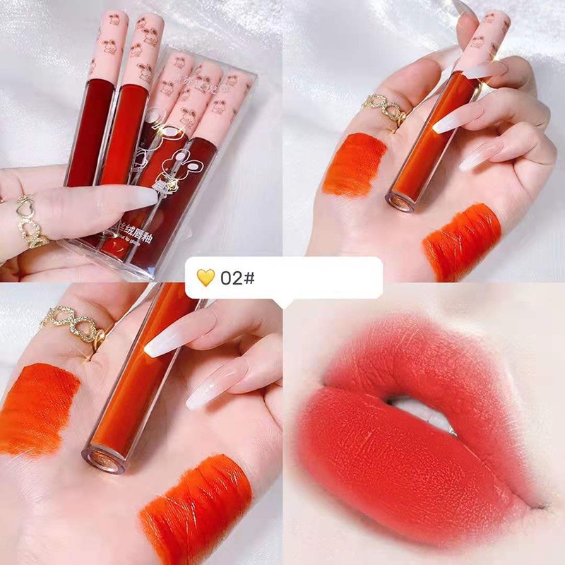 Bộ 3 Son Kem Màu Nhung Lì Dưỡng Ẩm Không Dính Cốc
