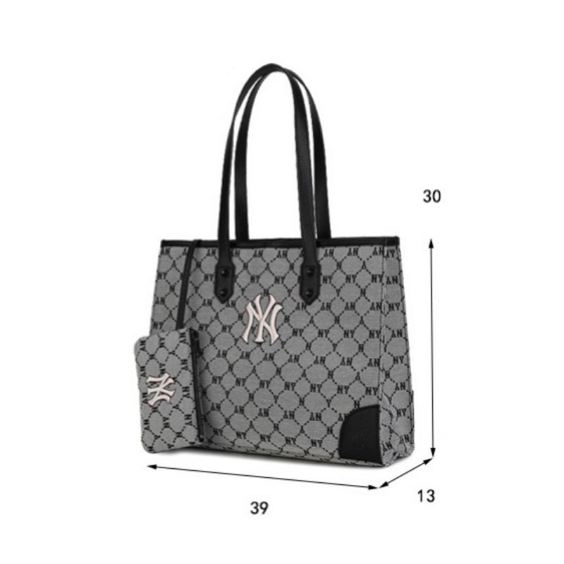 Túi Tote MLB Monogram Kèm Ví Nhỏ Siêu Hot, Túi Tote ny 3 Tone Màu Sang Trọng Unisex