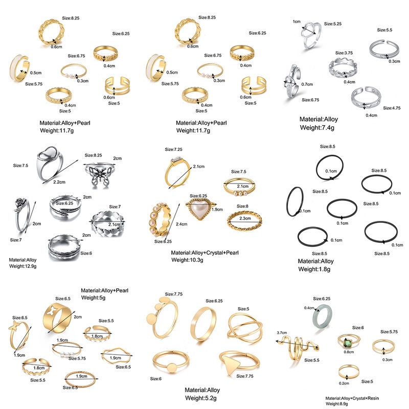 Set nhẫn đeo ngón tay iF YOU bằng kim loại phong cách vintage cho nữ