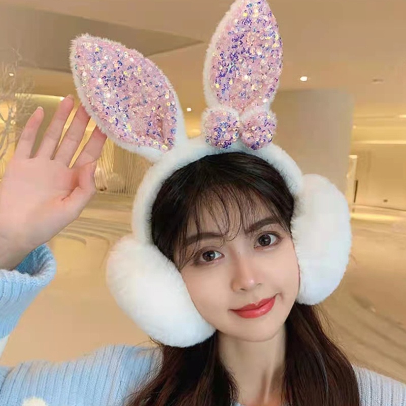 Bông Chụp Tai Hình Tai Thỏ Dễ Thương Phong Cách Lolita