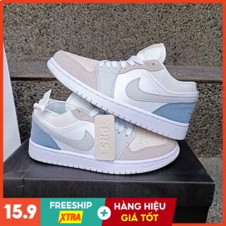 Giày Nam Nữ Trắng Xám JD1 Cổ Thấp Gót Xanh Sneaker Thời Trang Full Box Bill