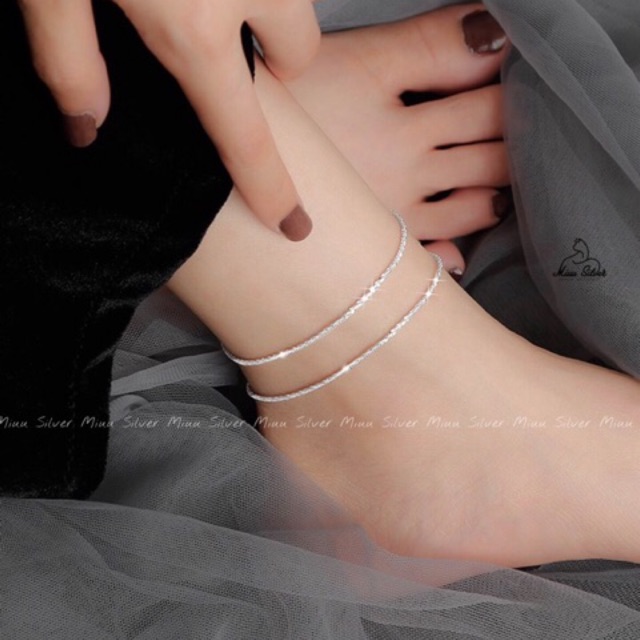 Lắc chân bạc nữ Miuu Silver lấp lánh Blink Anklet