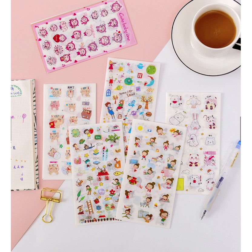 Bộ 6 Tấm Sticker Dán Trang Trí Sổ Lưu Niệm Hình Cô Momoi, honey bee