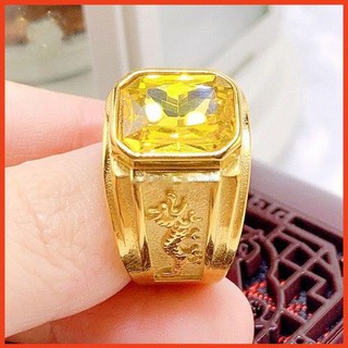 Nhẫn nam titan khắc rồng mạ 18k đẳng cấp không đen không phai màu ( Vàng)