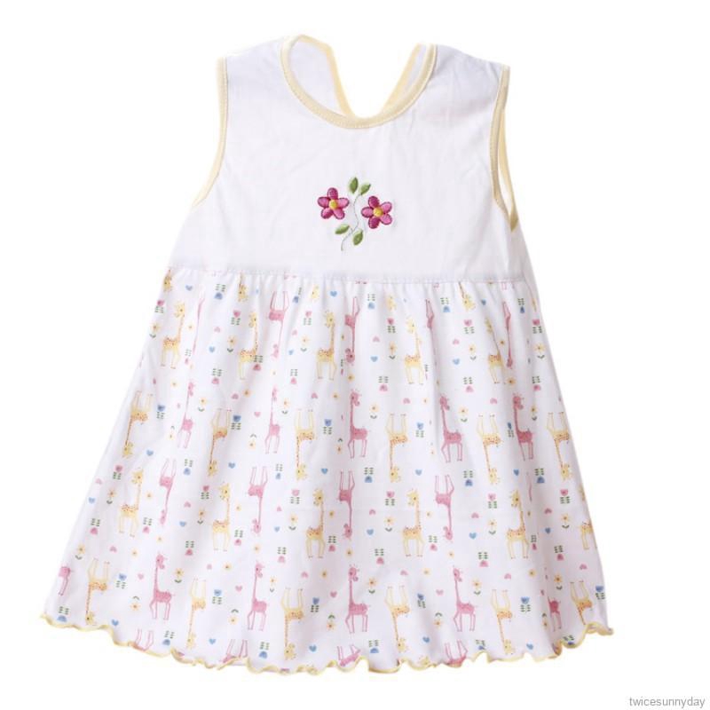 Đầm sát nách cổ tròn in họa tiết hoa xinh xắn đáng yêu dành cho bé gái