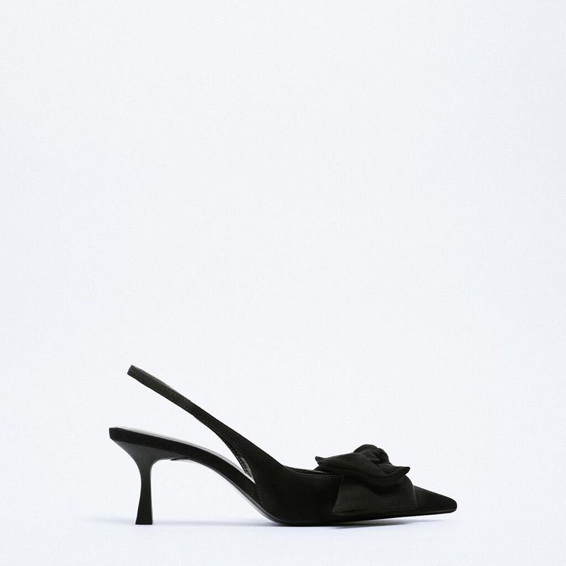 Zara Slingback da lộn đính nơ