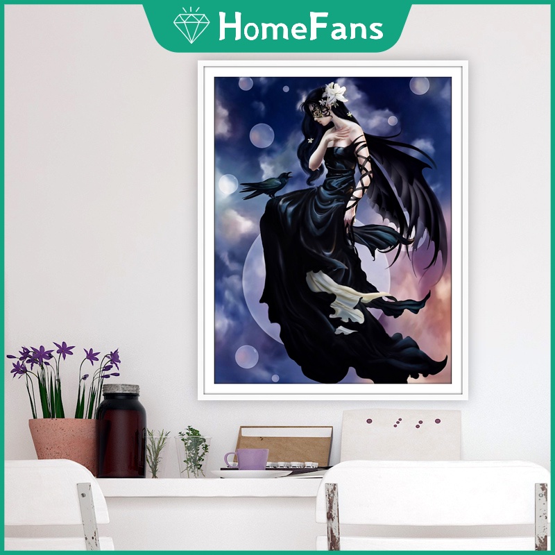 Bộ Tranh Đính Đá 5D Tự Làm Hình Thiên Thần 40x50cm/50x70cm Trang Trí Nhà Cửa