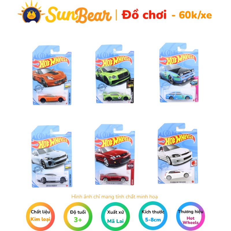 Đồ chơi mô hình xe Hot Wheels 1:64 đồng giá 60k - Sun Bear