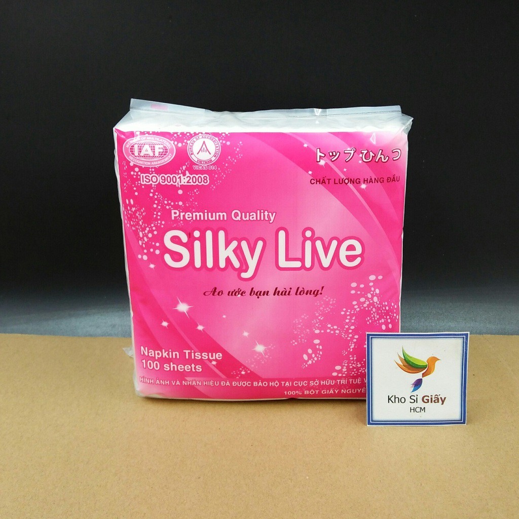 COMBO 6 BỊCH GIẤY ĂN VUÔNG SILKY LIVE 100 TỜ BỊCH LỚN