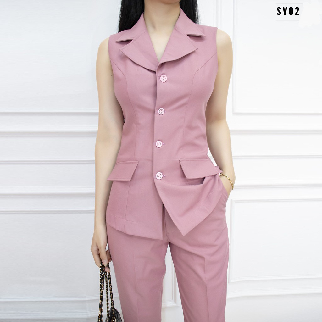 Set vest công sở cao cấp nguyên bộ chất cotton sang trọng -  Bộ Vest Nữ Hàn Quốc Sang Trọng sv02 AMYRA