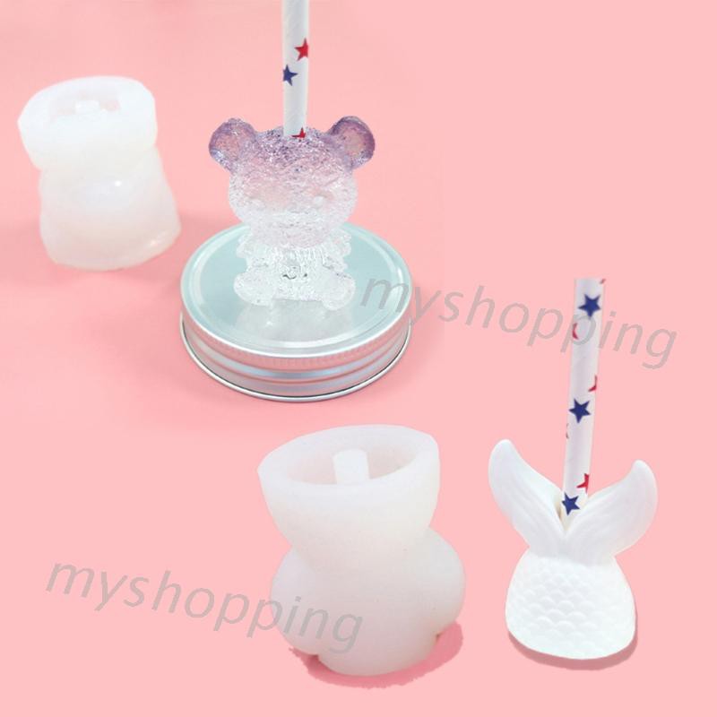 Bộ Ống Hút Silicone Hình Đuôi Cá 8mm