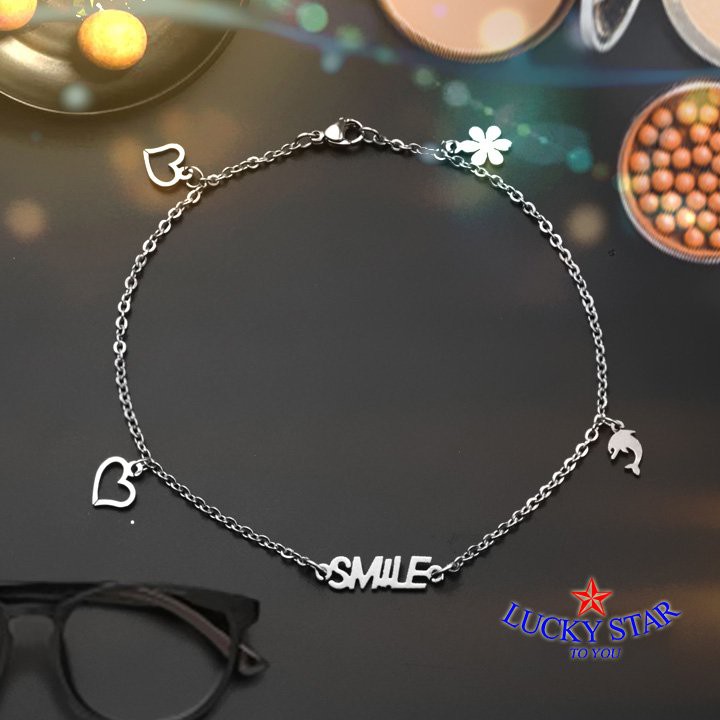 Lắc chân chữ Smile inox dễ thương