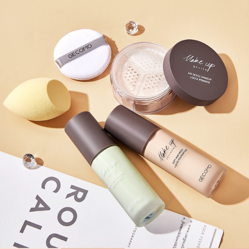 [Hàng mới về] Set 4 lọ kem nền dạng lỏng GECOMO che khuyết điểm tạo lớp nền mút hình quả trứng