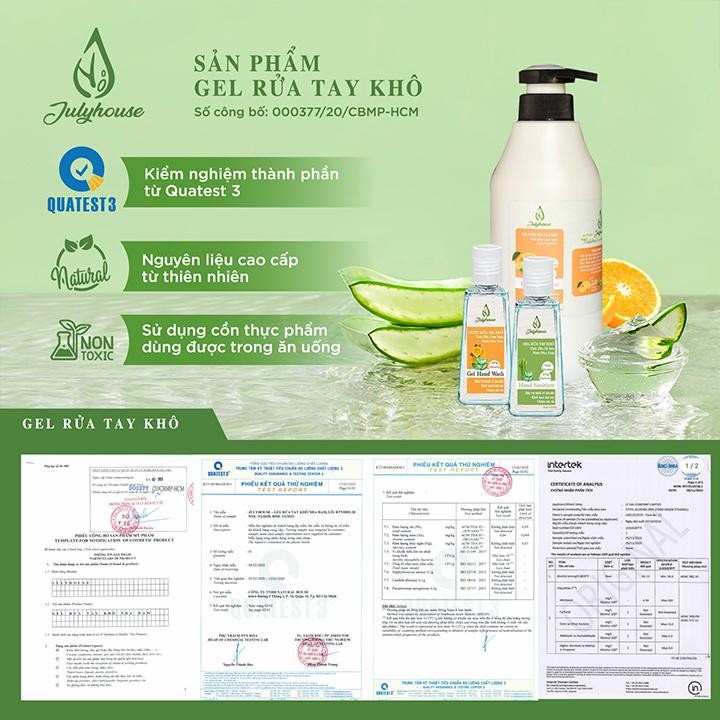 Gel rửa tay khô tinh dầu Bưởi Chùm và Nha Đam 100ml JULYHOUSE - Hàng Chính Hãng