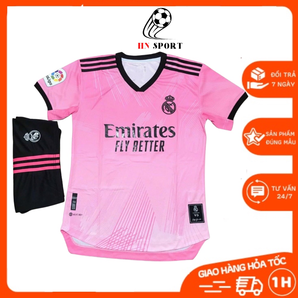 Bộ quần áo thể thao Real hồng | Bộ Quần Áo CLB Real Madrid màu Hồng Thun 2021 - 2022