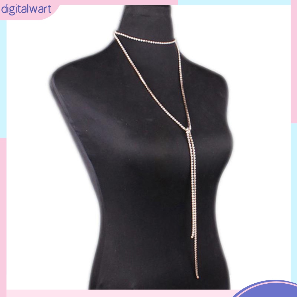 Vòng cổ hợp kim dáng dài đính đá nhân tạo lấp lánh sang trọng cá tính dành cho nữ