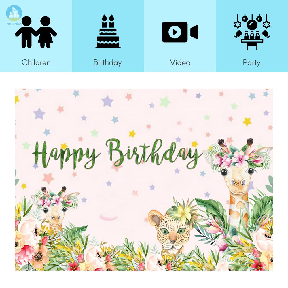 MI   7*5ft Happy Birthday Cartoon Backdrop Baby Shower Kid Birthday Photography Background Cloth Children Carnival Party Decorations Photo Studio Accessories #3263