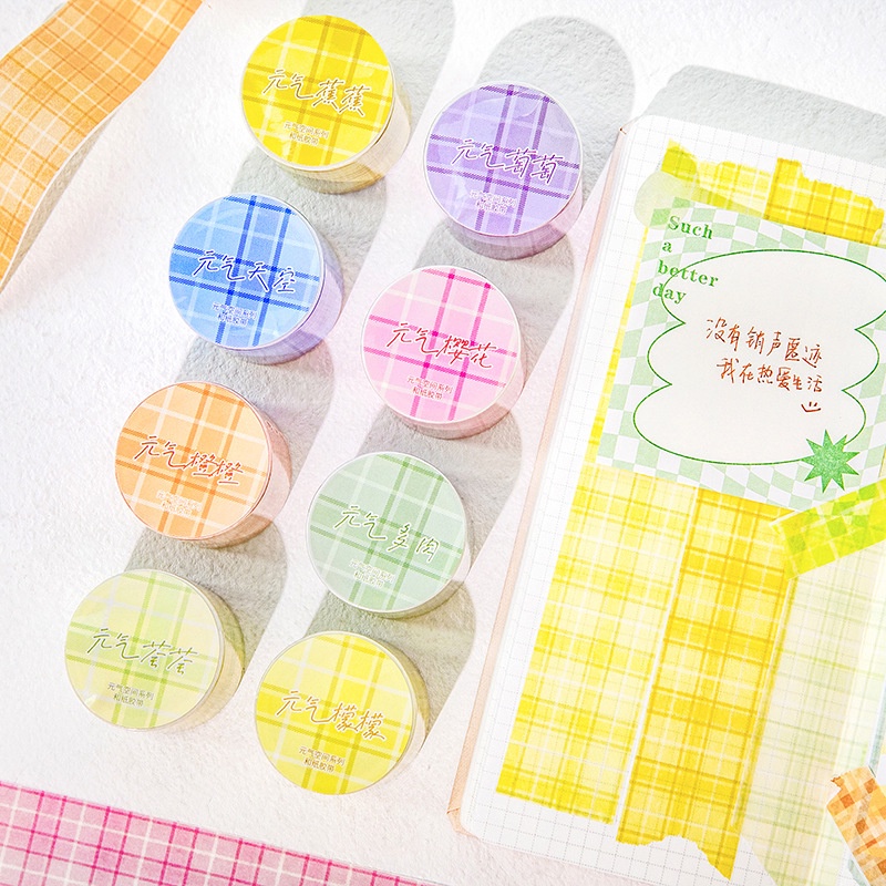 Mohamm 1 Cuộn Băng Kẻ Sọc Caro Tươi Các Loại Màu Sắc