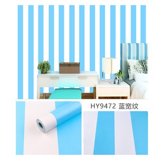GIẤY DÁN TƯỜNG KẺ SỌC TRẮNG XANH {có keo sẵn}