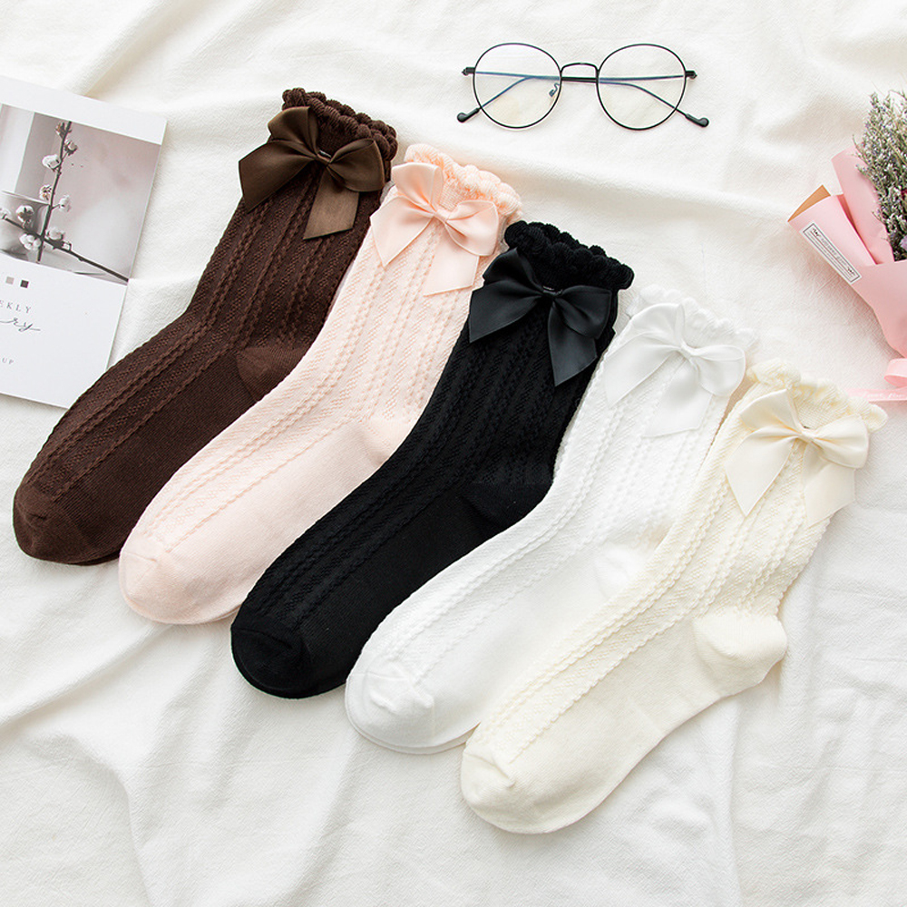 Đôi Vớ Cotton Phối Nơ Phong Cách Hàn Quốc Cho Nữ