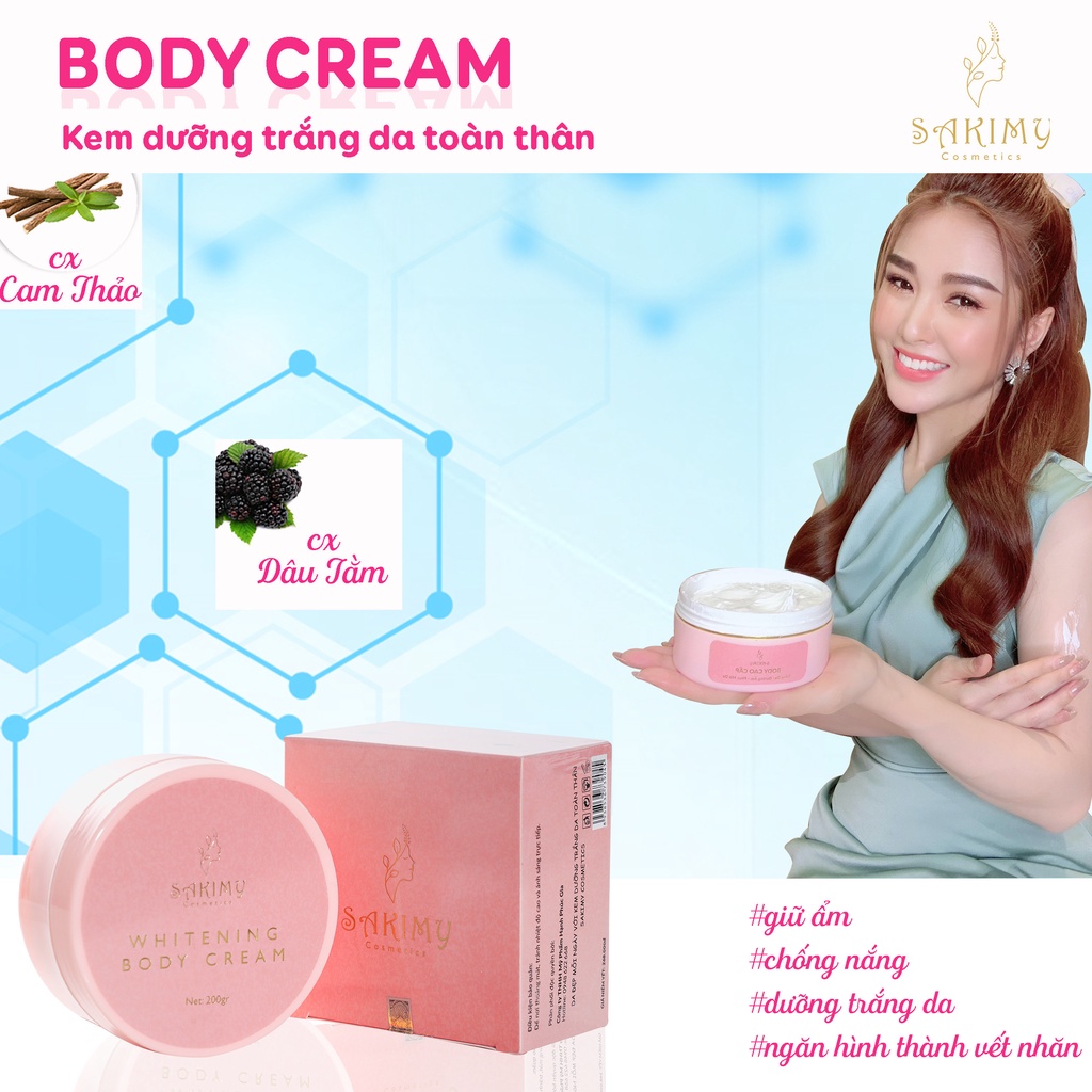 Kem dưỡng trắng da body Sakimy tặng 1 chai serum kích trắng và 1 gói ủ trắng body sakimy hàng chính hãng. | BigBuy360 - bigbuy360.vn