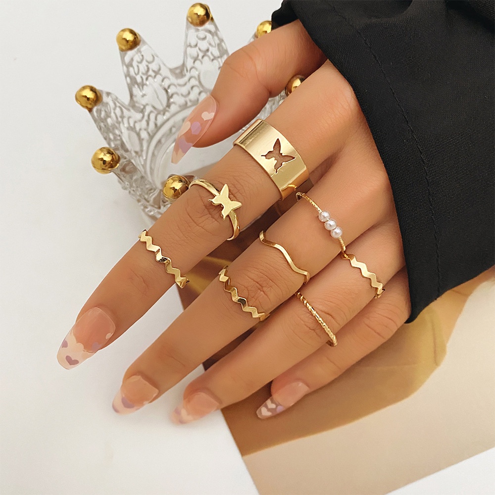 Bộ Nhẫn Dạng Mở Hình Trái Tim/Bướm Đơn Giản Thời Trang Dành Cho Nữ