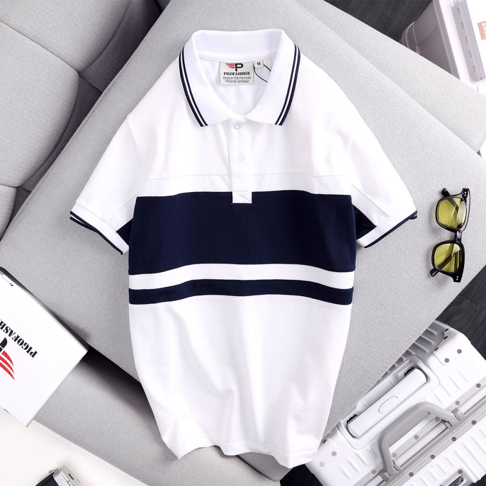 Áo Polo Nam ráp phối ARIX , vải cá sấu cotton xịn siêu mát, dáng regular, bền màu PPL33 Pigofashion