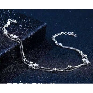 Lắc tay 2 dây hình bi bạc và sao bạc 925 ý xinh xắn