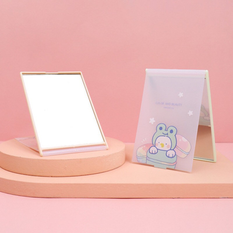 Gương gập chữ nhật mini cầm tay 1 mặt hình thú Mua Tất (muatatshop)