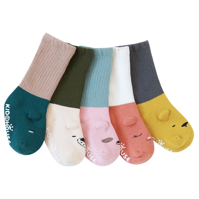 Vớ Cotton Dày Giữ Ấm Chống Trượt Màu Sắc Phù Hợp Với Mùa Đông Dành Cho Em Bé