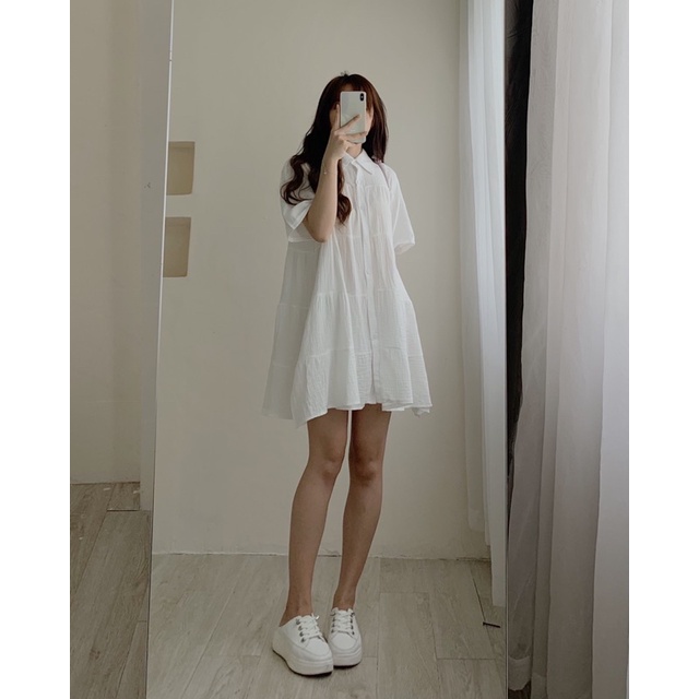 Đầm babydoll cổ đức xanh bơ 632
