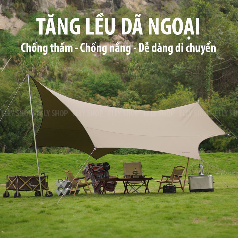 Tăng Lều Dã Ngoại Cắm Trại Lục Giác Chống Thấm, Chống Nắng, Dễ Dàng Di Chuyển Lắp Đặt Bạt Tăng Dã Ngoại