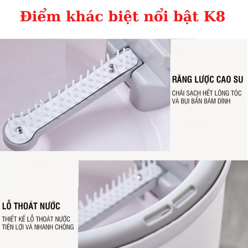 Cây Lau Nhà Thông Minh Xoay 360 độ  K8 - Bộ Lau Nhà Thông Minh Tự Vắt thiết kế giặt và vắt trong 1 ngăn - Darling Home