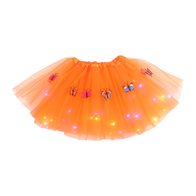 Haha Chân Váy Lưới Tutu Co Giãn Phối Đèn LED Dành Cho Bé Gái Tập Múa Ballet