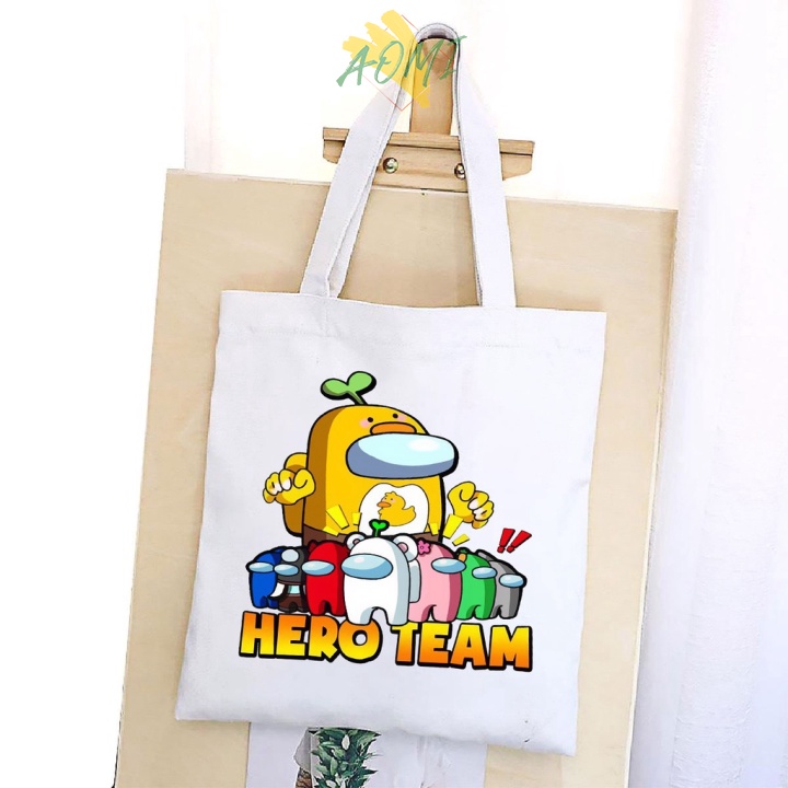 [Nhiều mẫu Đẹp] TÚI VẢI HERO TEAM ĐEO VAI TOTE CANVAS BAG CÓ KHÓA KÉO SIZE LỚN 33x38cm PHONG CÁCH CÁ TÍNH HOT TREND AOMI