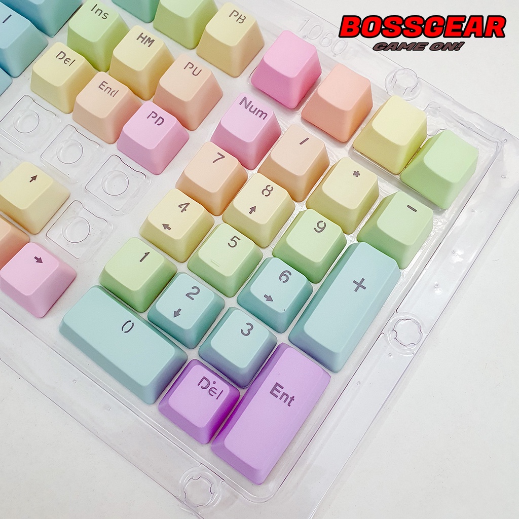 Bộ Keycap Rainbow 104 phím Chuẩn OEM Chất Liệu PBT Xuyên LED in Double Shot