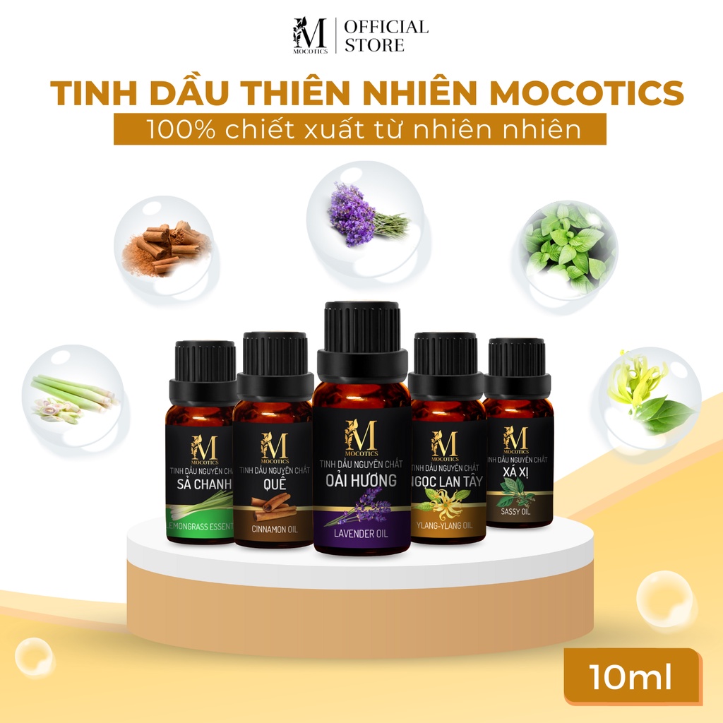 Tinh Dầu Nguyên Chất Thiên Nhiên Mocotics, Giảm Stress, Khử Mùi, Xông Phòng, Tinh Dầu Xá Xị, Sả Chanh