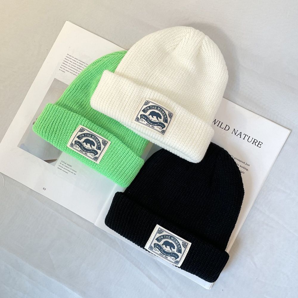 Mũ beanie dệt kim màu trơn phong cách Hàn Quốc năng động thời trang cho nữ